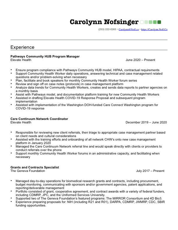 Nofsinger Resume